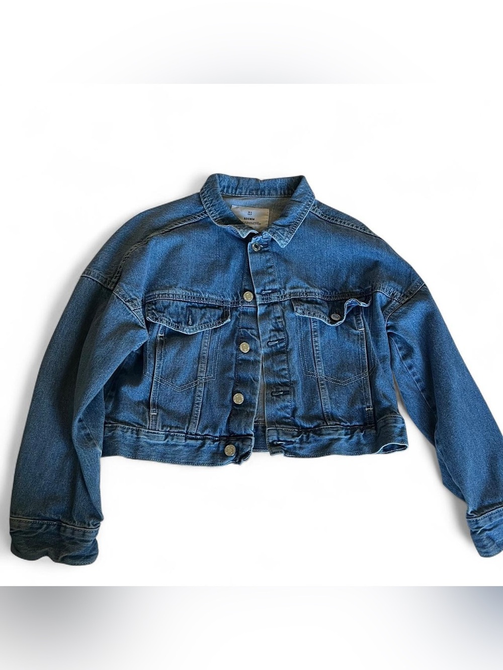 H&M blue denim cropped jacket